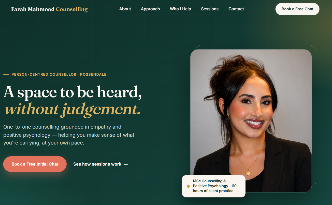 Farah Mahmood Counselling website preview