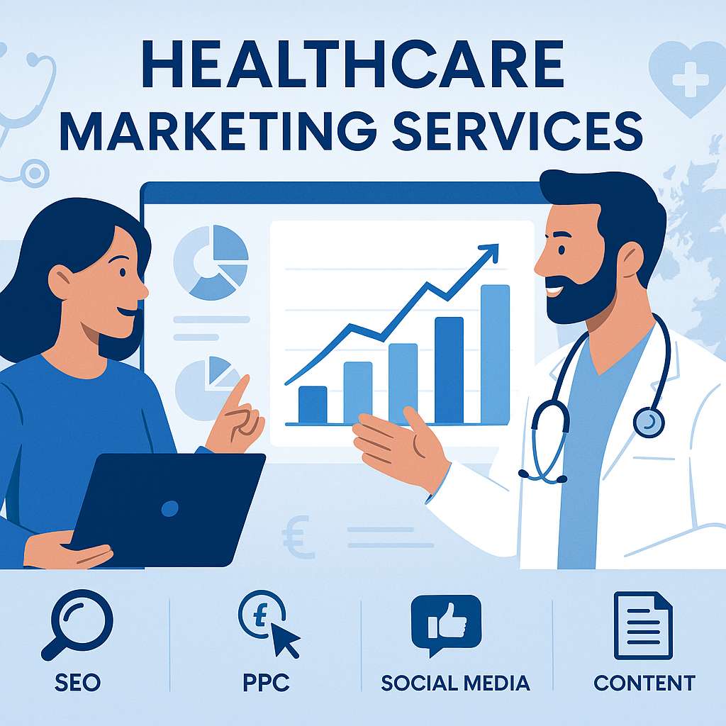 Healthcare marketing team discussing strategy