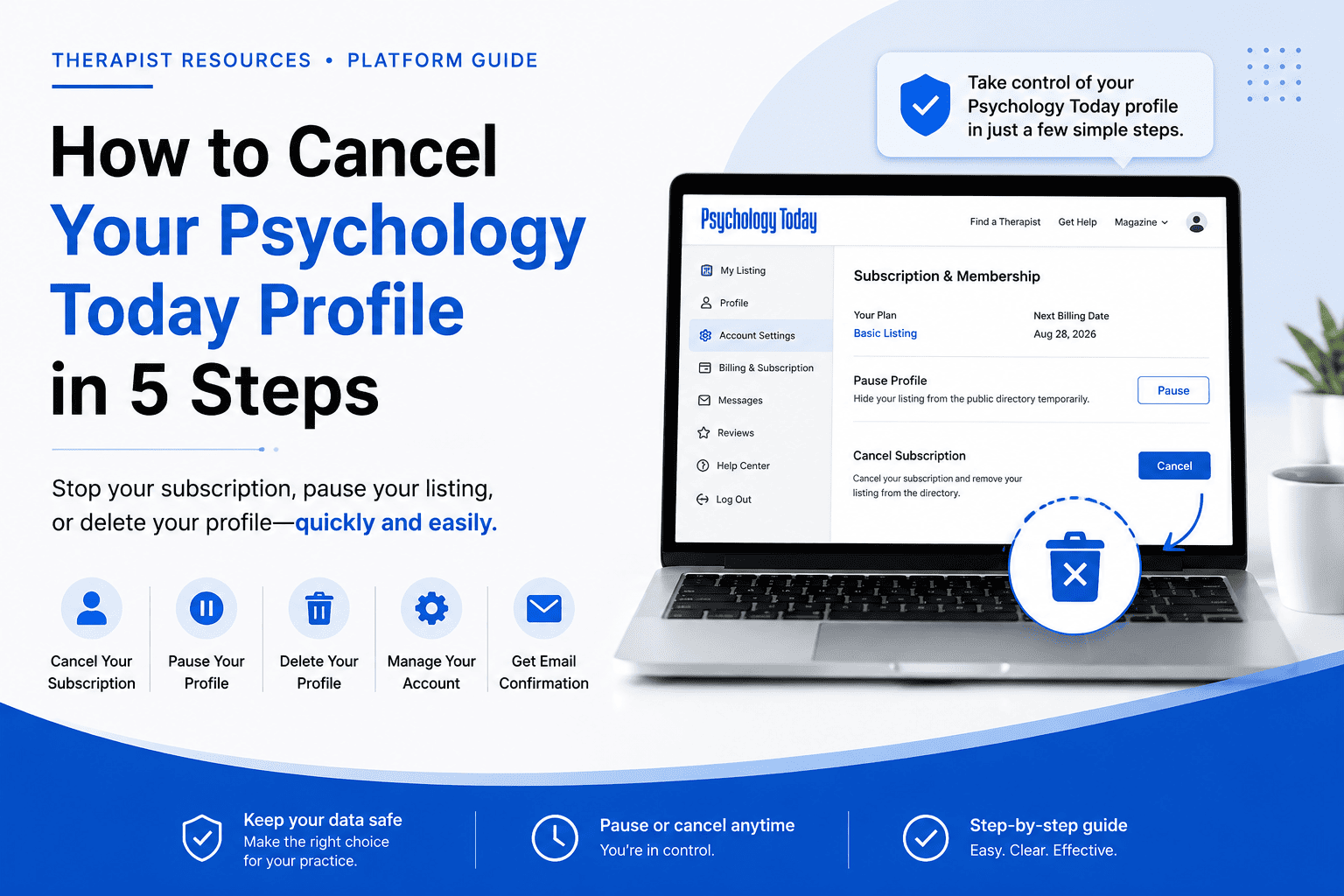 how to cancel psychology today profile